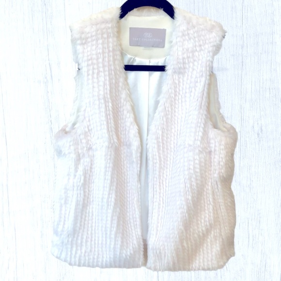 Tart Collection White/Cream Open Faux Fur Vest - Picture 3 of 6